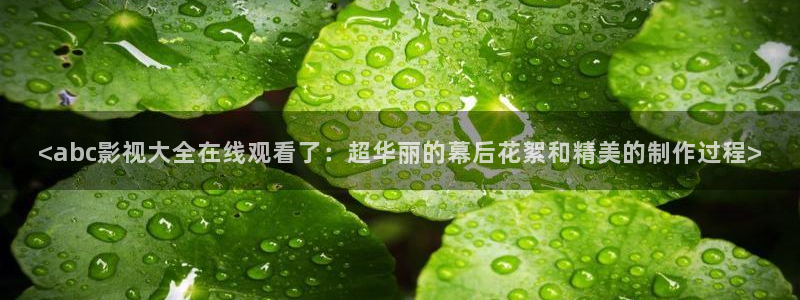 超碰97人人做人人爱综合：<abc影视大全在线观看了：超华丽的幕后花絮和精美的制作过程>